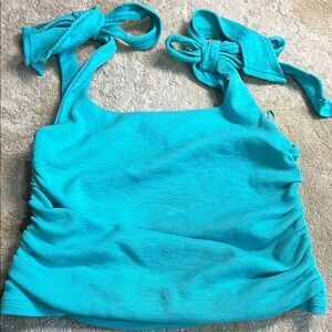 Free People Aqua Crop Top with Bow Straps